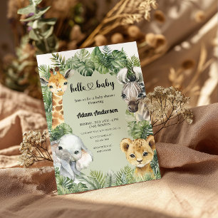 Invitación a Baby Shower al Safari Verde - Animal 