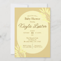 Invitación a Baby Shower amarillo botánico