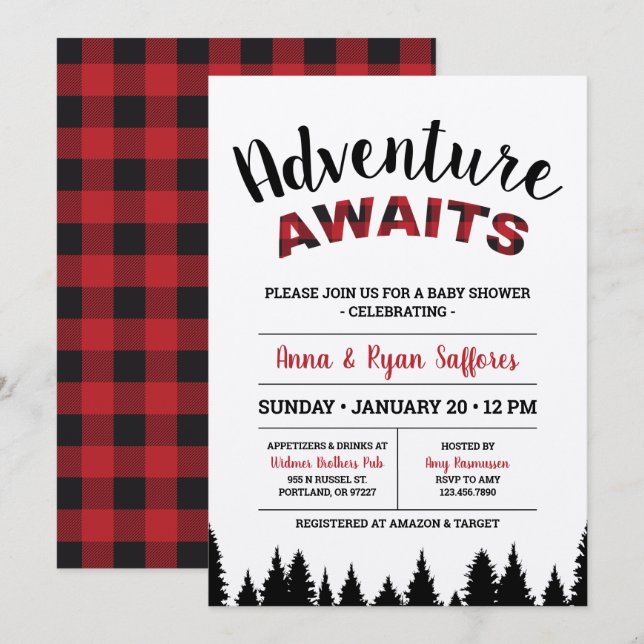 Invitación a Baby Shower - Aventura (Anverso / Reverso)