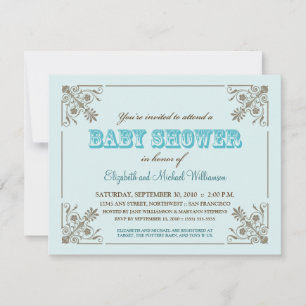 Invitación a Baby Shower azul Aqua