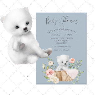 Invitación a Baby Shower azul de color de agua del