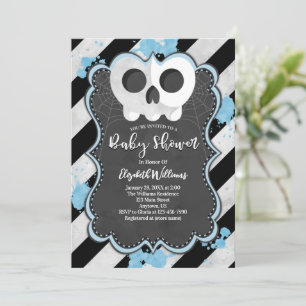 Invitación a Baby Shower azul de cráneo de Punk de