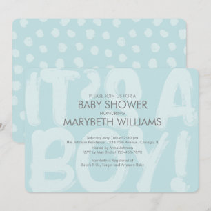 Invitación a Baby Shower azul de graffiti