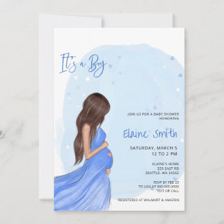 Invitación a Baby Shower Azul Mamá va a ser Mamá e