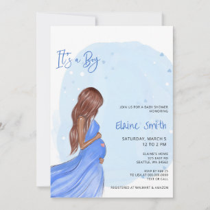 Invitación a Baby Shower Azul Mamá va a ser Mamá e