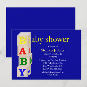 Invitación a Baby Shower azul para Personalizados