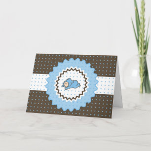 Invitación a Baby Shower - Azul y marrón