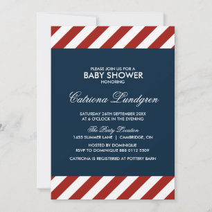 Invitación a Baby Shower azul y rojo