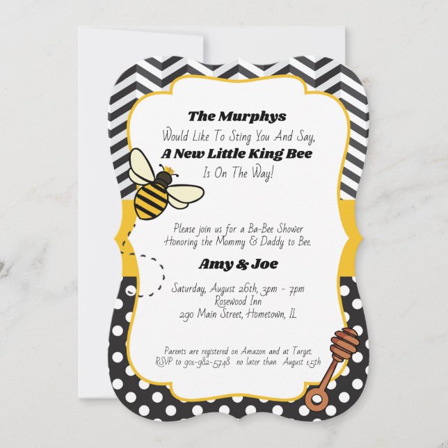 Invitación a Baby Shower Ba-Bee | King/Queen Bee (Anverso)