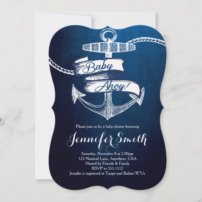 Invitación a Baby Shower Baby Ahoy (Anverso)