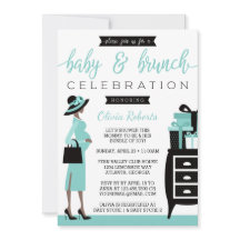 Invitación a Baby Shower Baby & Bruch, Verde azula