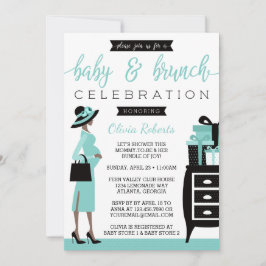 Invitación a Baby Shower Baby & Bruch, Verde azula