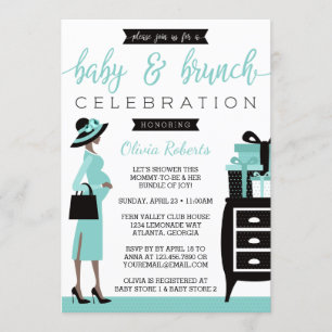 Invitación a Baby Shower Baby & Bruch, Verde azula