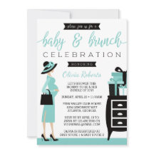 Invitación a Baby Shower Baby & Bruch, Verde azula
