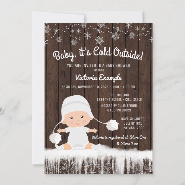Invitación a baby shower Baby its Cold Outside (Anverso)