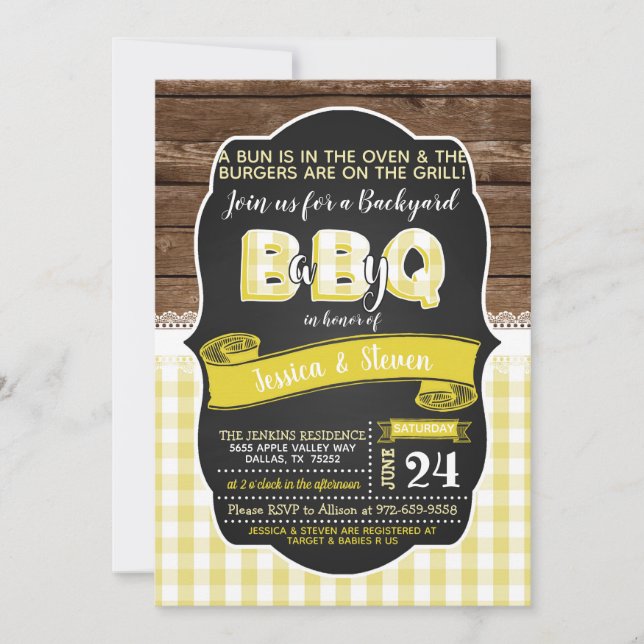 Invitación a Baby Shower Baby Q - Amarillo (Anverso)