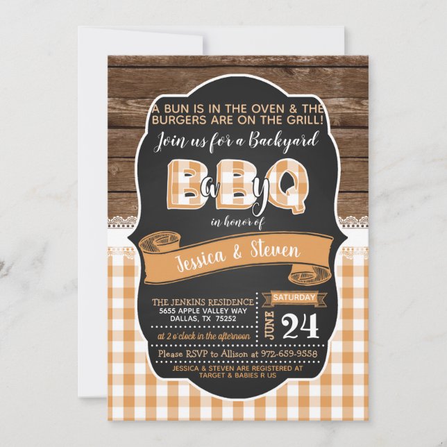 Invitación a Baby Shower Baby Q - Naranja (Anverso)