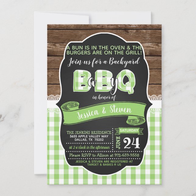 Invitación a Baby Shower Baby Q - Verde (Anverso)