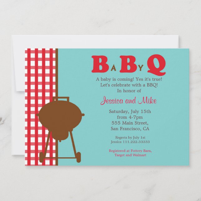 Invitación a Baby Shower BBQ (Anverso)