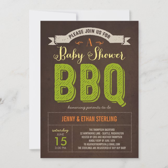 Invitación a Baby Shower BBQ - Lime (Anverso)