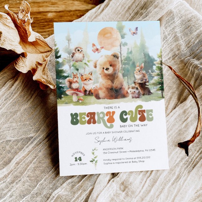 Invitación a Baby Shower Beary Cute Woodland (Beary Cute Woodland Baby Shower Invite)