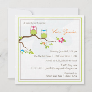 Invitación a Baby Shower - Bebés gemelos y Chicas