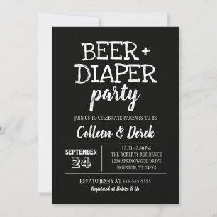 Invitación a Baby Shower Beer & Diaper
