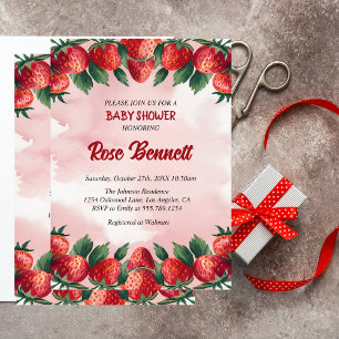 Invitación a Baby Shower Berry Adorable Strawberry
