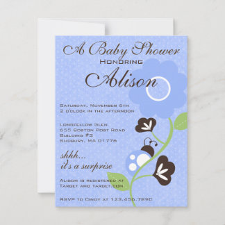 Invitación a Baby Shower Blue Ladybug