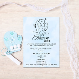 Invitación a Baby Shower Blue Moon Stars