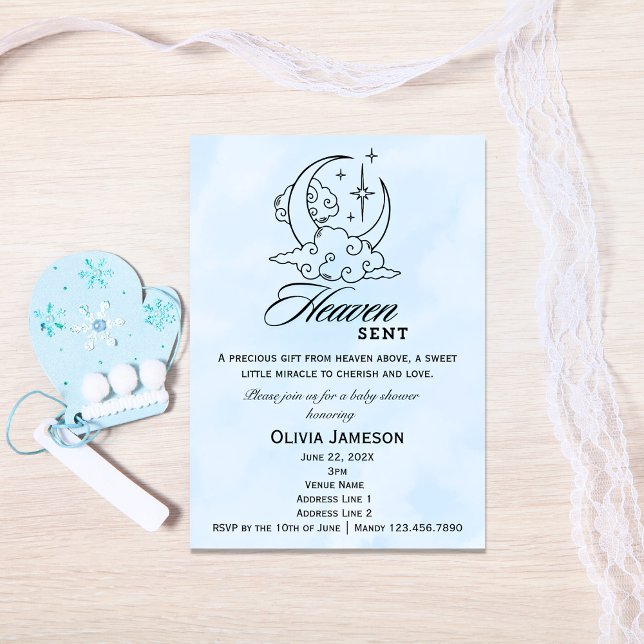 Invitación a Baby Shower Blue Moon Stars (Subido por el creador)