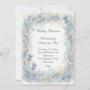 Invitación a baby shower Blue Tartan Thistle