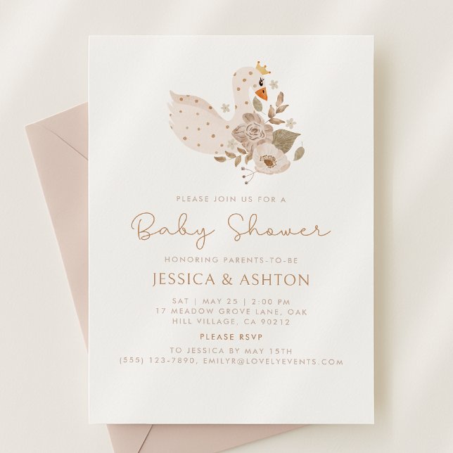 Invitación a Baby Shower Boho - Diseño de cisne y  (Subido por el creador)