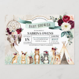 Invitación a Baby Shower Boho Woodland Dreamcatche
