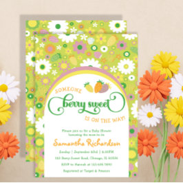 Invitación a Baby Shower botánica de fresa