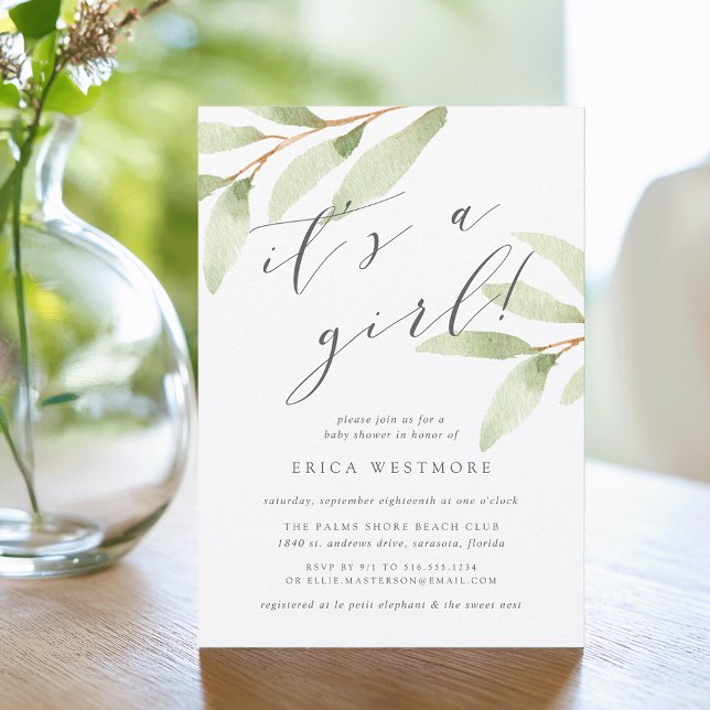 Invitación a Baby Shower botánico Airy (Subido por el creador)