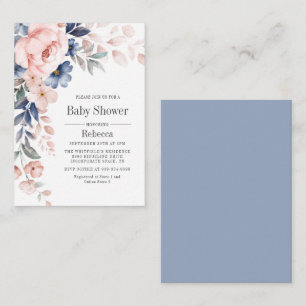 Invitación a Baby Shower botánico con flores rosad