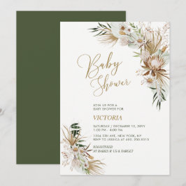 Invitación a Baby Shower botánico de Green & Gold 