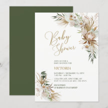 Invitación a Baby Shower botánico de Green & Gold