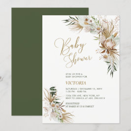 Invitación a Baby Shower botánico de Green & Gold