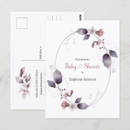 Invitación a Baby Shower botánico de Mauve Rosa Fl