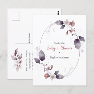Invitación a Baby Shower botánico de Mauve Rosa Fl