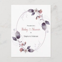 Invitación a Baby Shower botánico de Mauve Rosa Fl