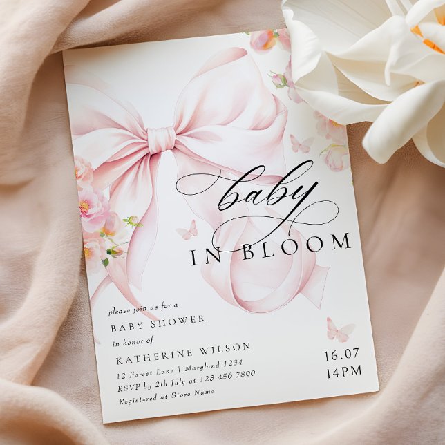 Invitación a Baby Shower Bow Blanc Bow Bow In Bloo (Subido por el creador)