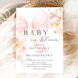 Invitación a Baby Shower Bow Rosa En Bloom
