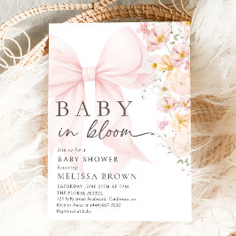 Invitación a Baby Shower Bow Rosa En Bloom