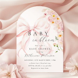 Invitación a Baby Shower Bow Rosa En Bloom