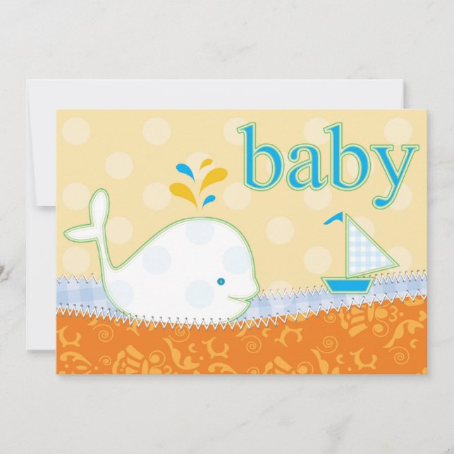Invitación a Baby Shower - Boy Baby Whale (Anverso)