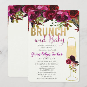 Invitación a Baby Shower Brunch and Bubbly