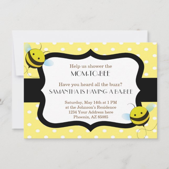 Invitación a Baby Shower Bumble Bee (Anverso)